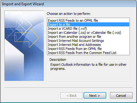 Import/Export Wizard