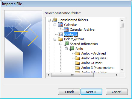 Import to contacts